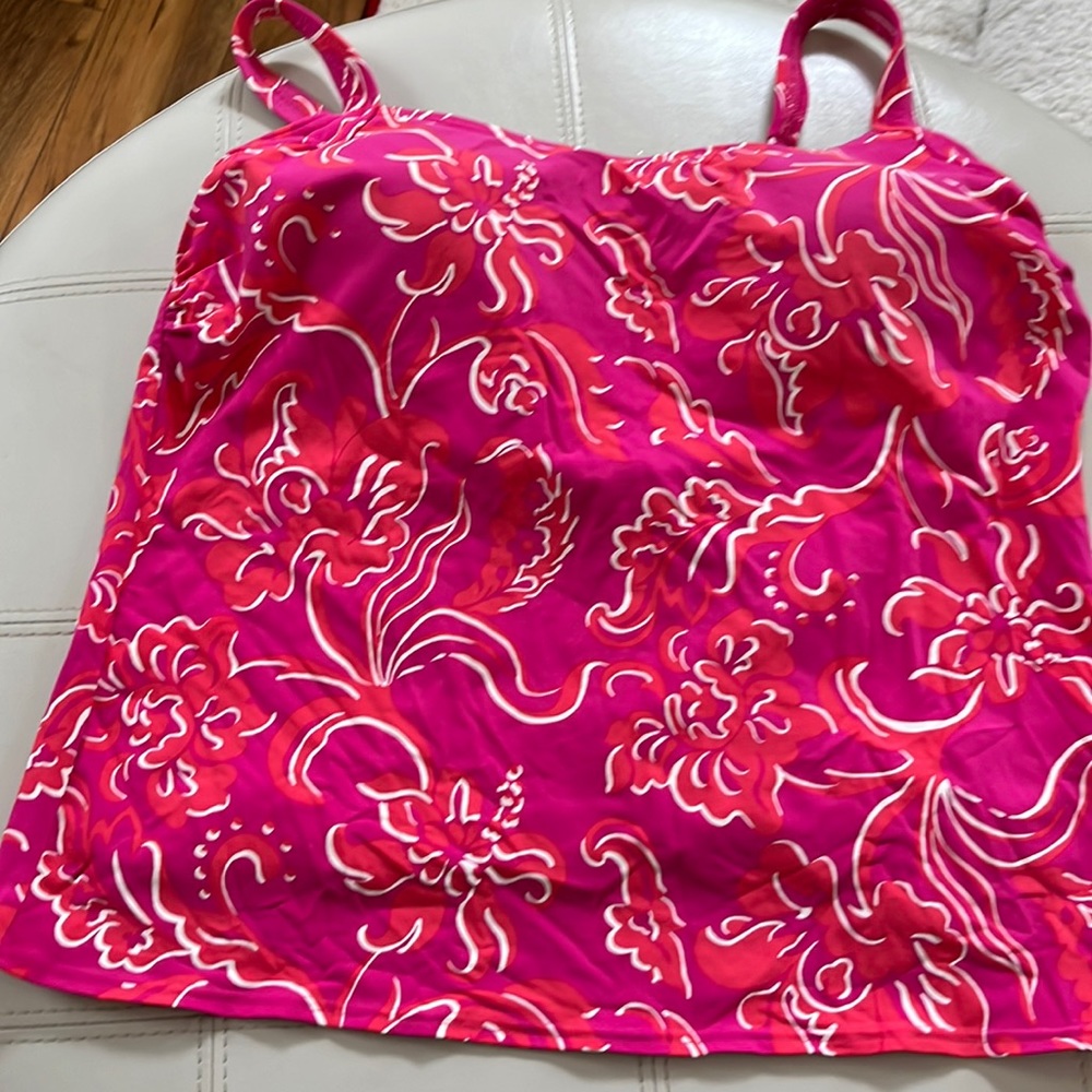 Lands' End Pink Floral Tankini Top. Size 12